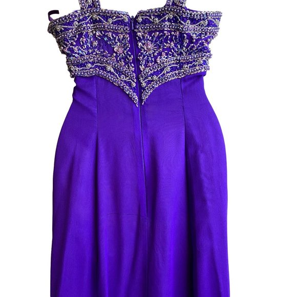Vintage Purple beaded formal gown. Size 4 - Picture 9 of 10